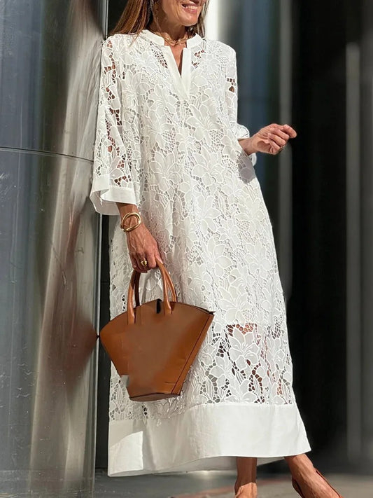Sophie - Boho Vintage V-Neck Pure Air Lace Gown